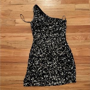 Scala Sequined Semi-Formal One-Shoulder Dress